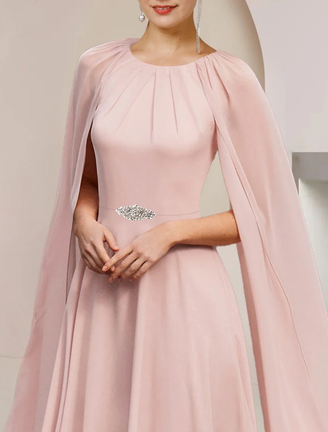 A-Line Chiffon Sleeveless Pleated Tea-Length Wedding Dress - Chloe Dress
