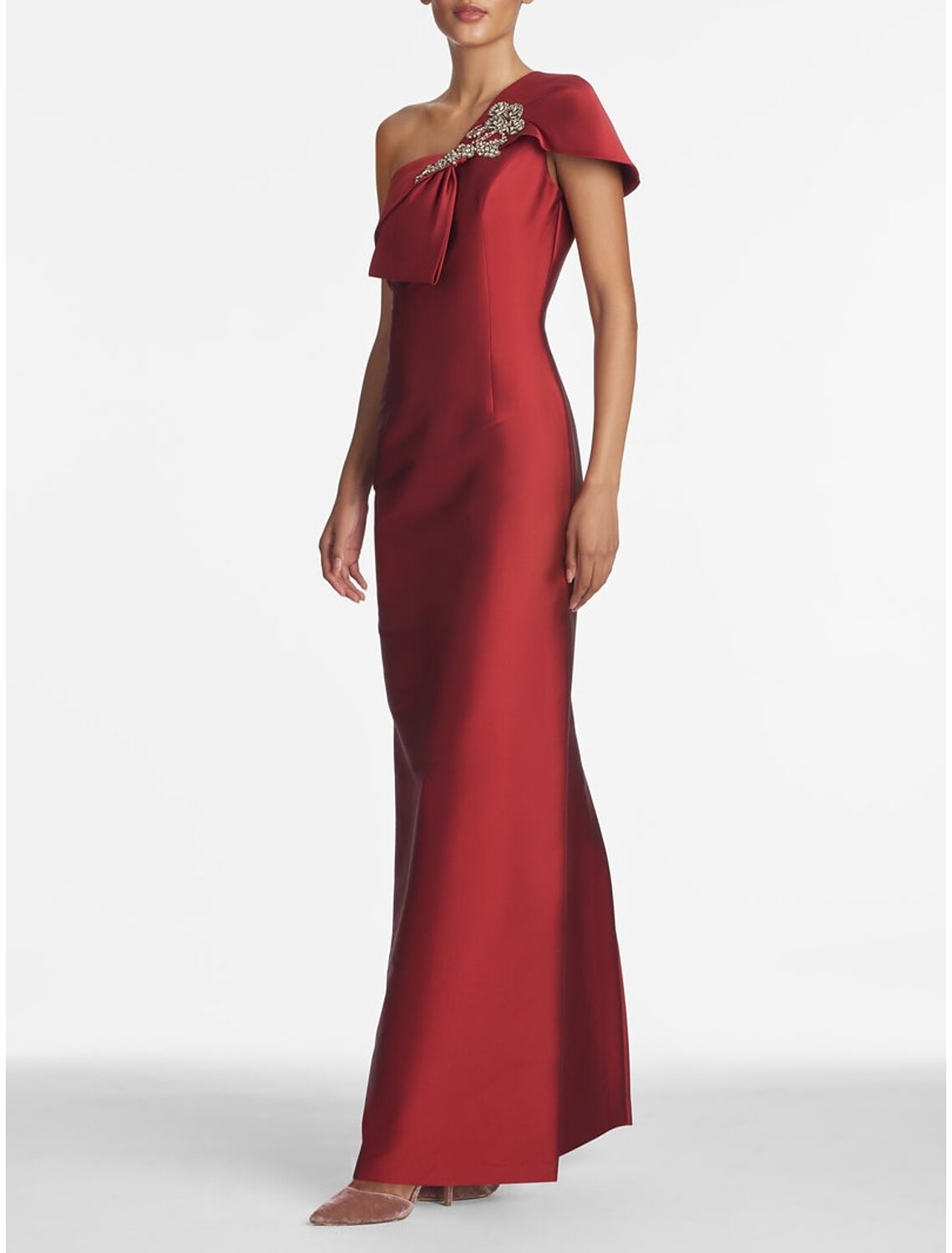 Sheath One-Shoulder Satin Sleeveless Floor-Length Evening Gown - Chloe Dress