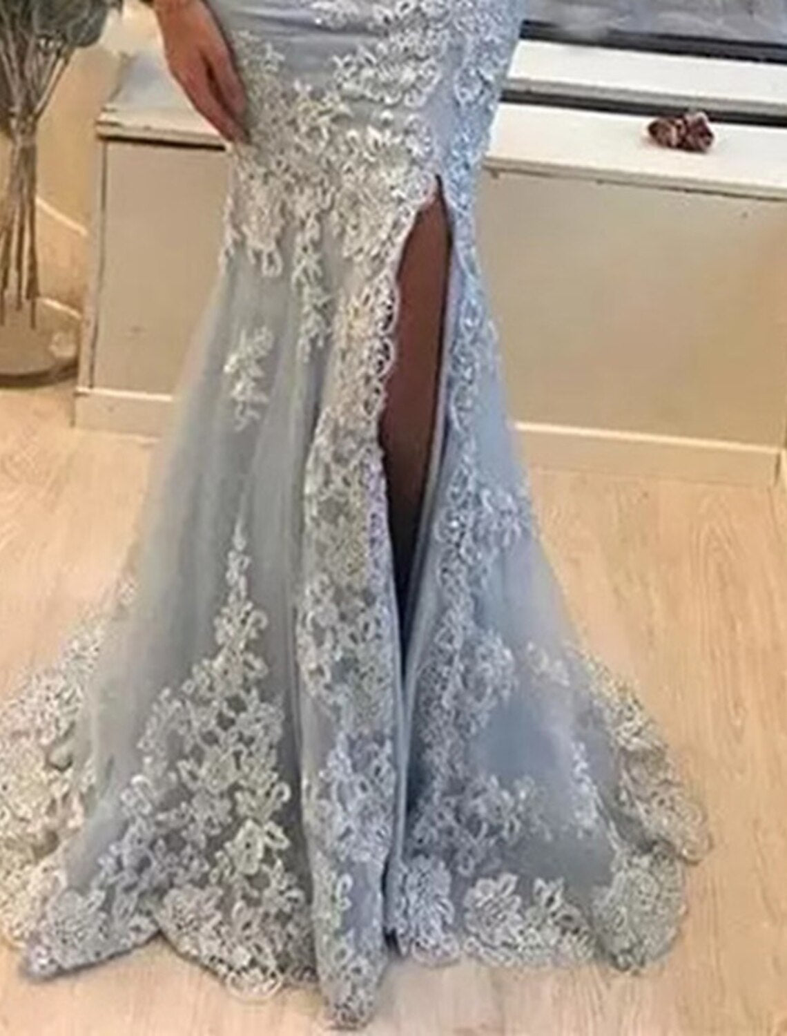 Mermaid Off-Shoulder Tulle Sleeveless High Slit Prom Dress - Chloe Dress