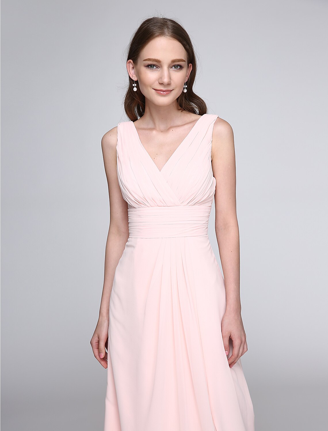 Sheath V-Neck Chiffon Sleeveless Floor-Length Wedding Dress - Chloe Dress
