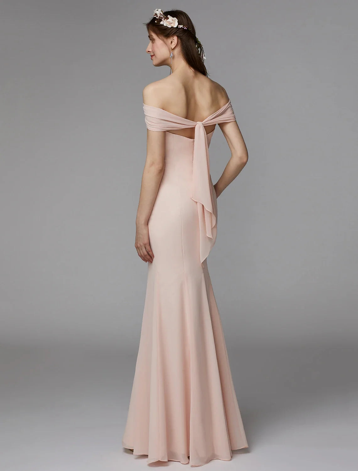 Mermaid Strapless Chiffon Sleeveless Backless Pleated Floor-Length Wedding Dress - Chloe Dress