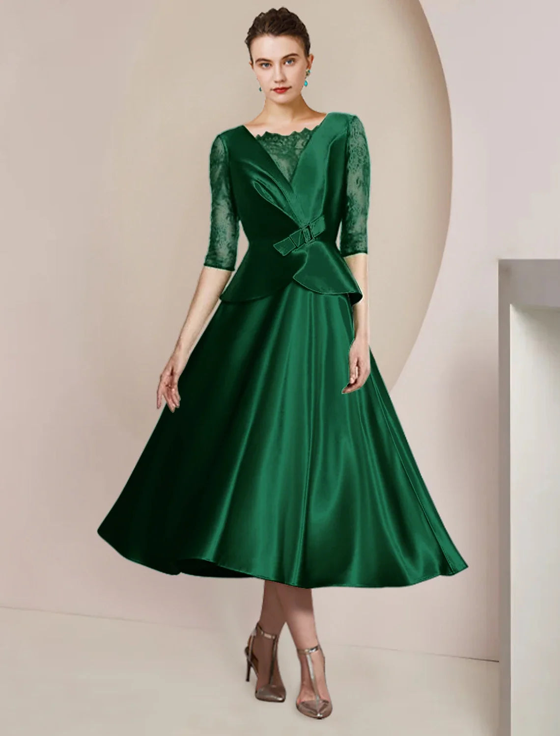 A-Line Satin Tea-Length Wedding Dress - Chloe Dress