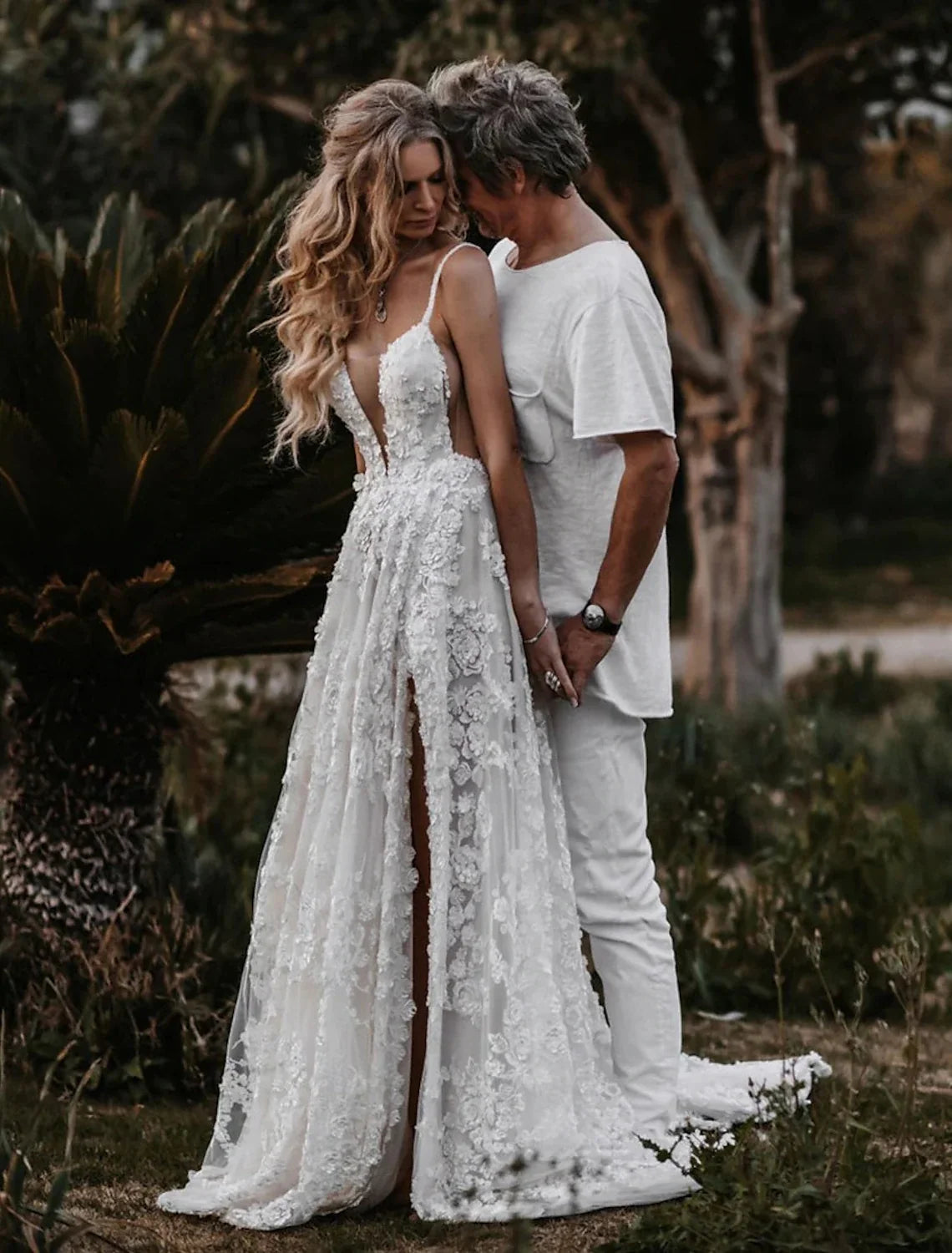A-Line Sweetheart Lace Train Wedding Gown - Chloe Dress