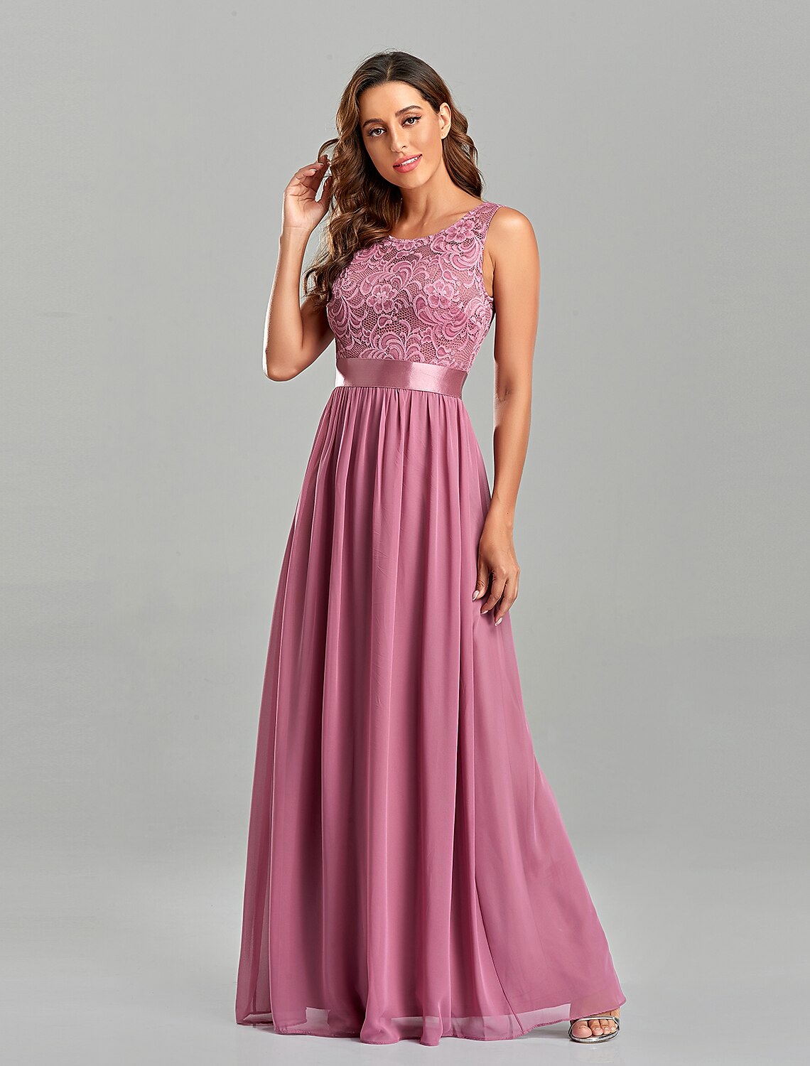 A-Line Chiffon Short Sleeve Floor-Length Evening Gown - Chloe Dress