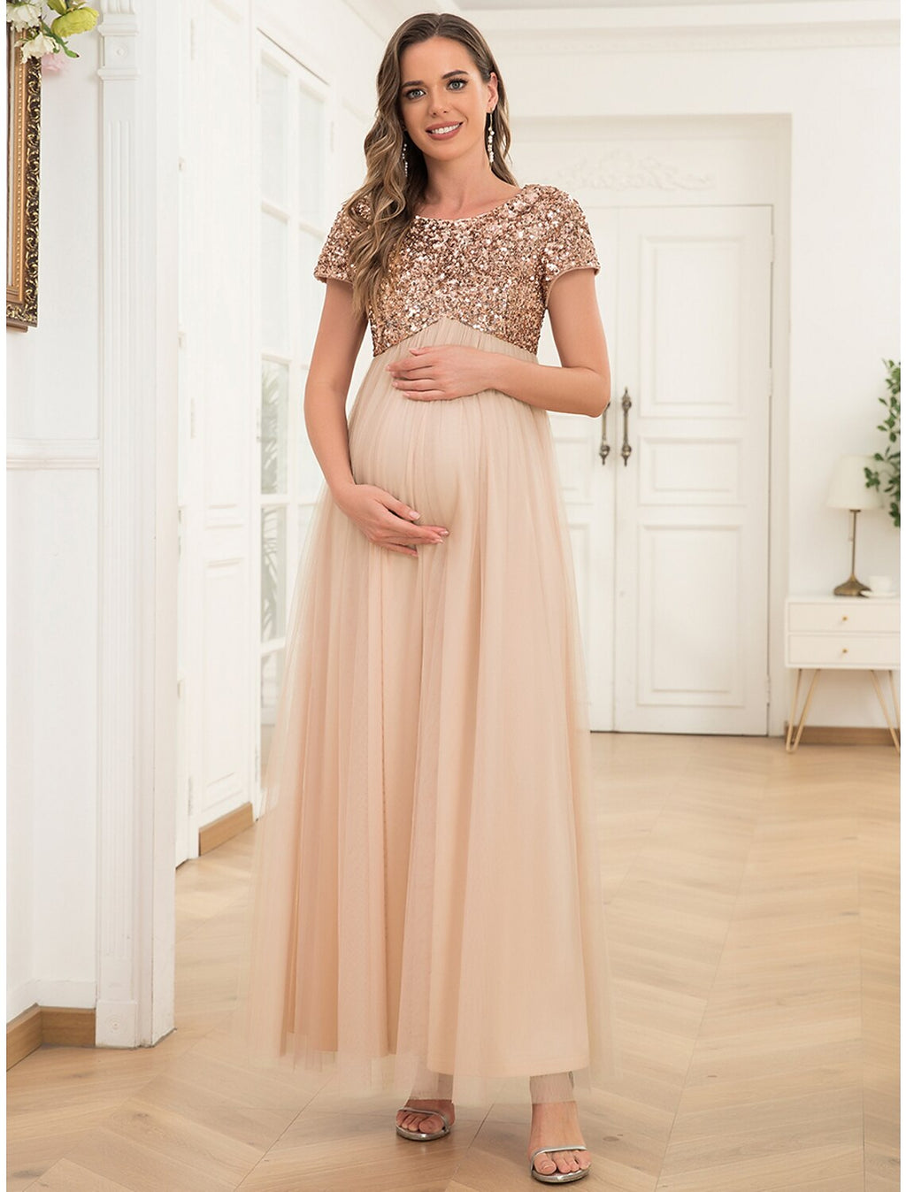 A-Line Tulle Short Sleeve Mini Wedding Dress - Chloe Dress