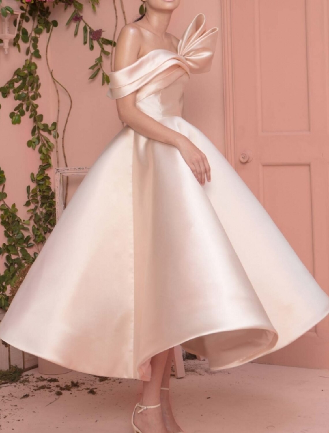 A-Line Off-Shoulder Satin Short Sleeve Mini Prom Dress - Chloe Dress