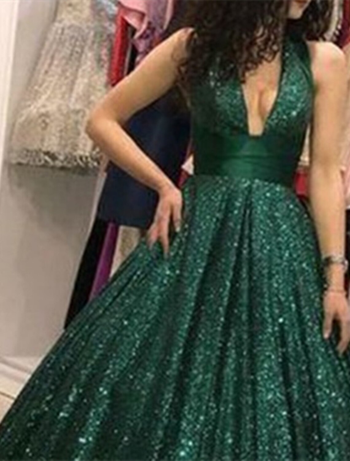 Ball Gown V-Neck Tulle Sleeveless Floor-Length Prom Gown - Chloe Dress