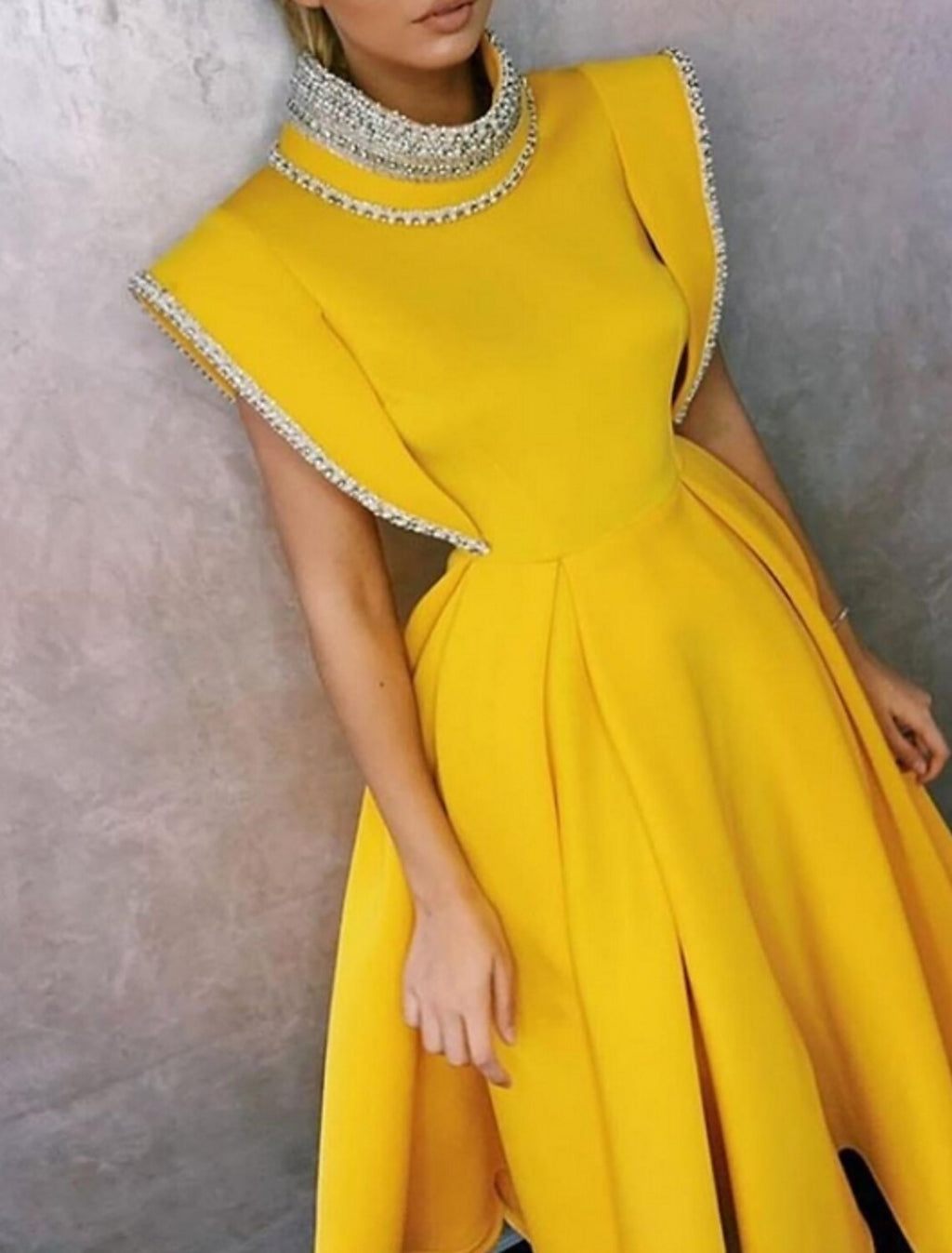 A-Line High Neck Sleeveless Tea-Length Evening Dress - Chloe Dress