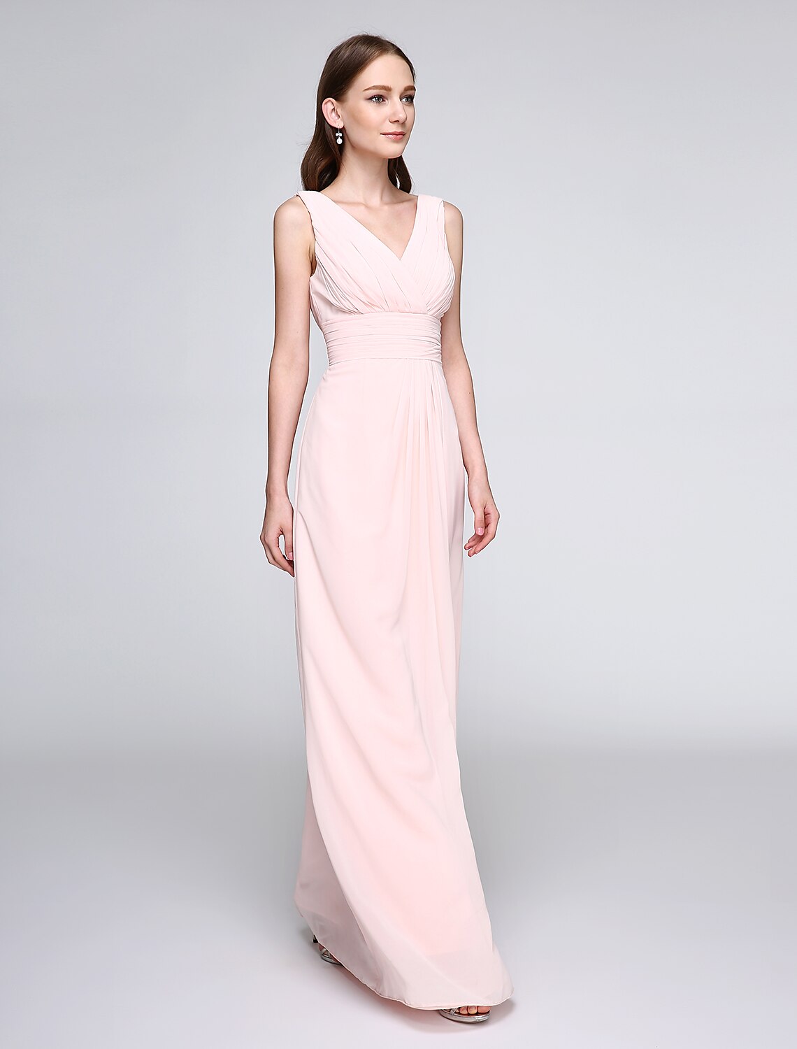 Sheath V-Neck Chiffon Sleeveless Floor-Length Wedding Dress - Chloe Dress