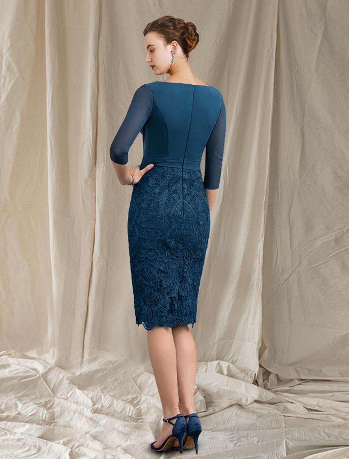 Sheath V-Neck Chiffon Applique Knee-Length Dress - Chloe Dress