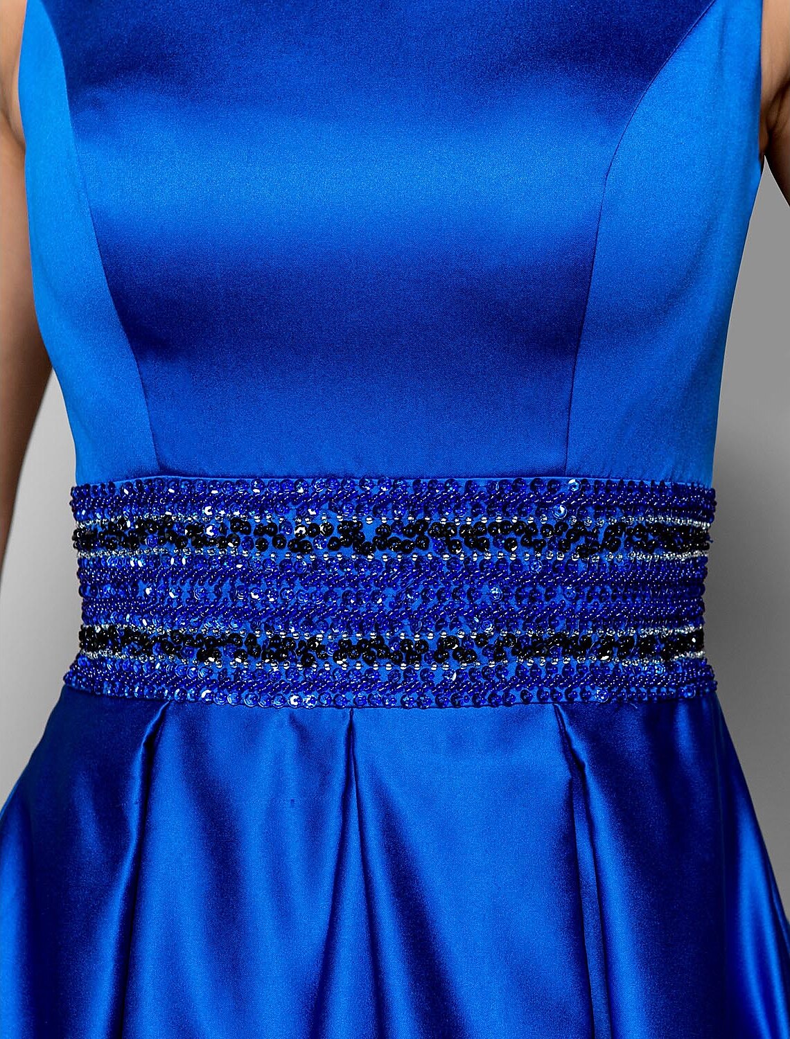 A-Line Satin Sleeveless Pleated Floor-Length Prom Dress - Chloe Dress