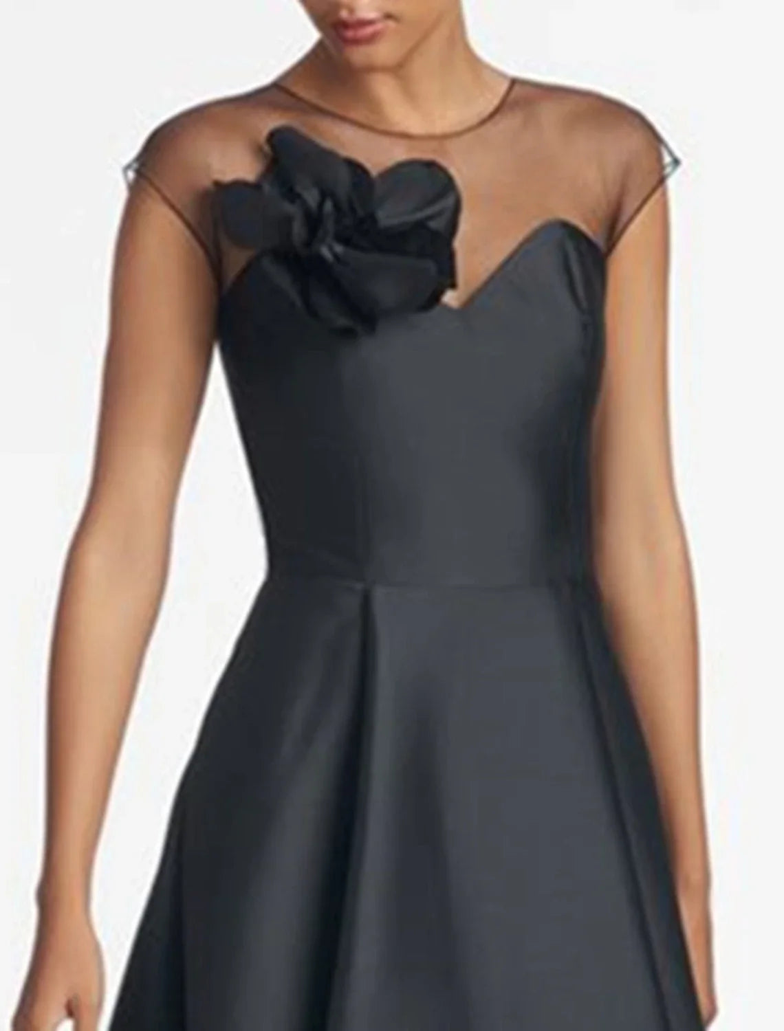 Black A-Line Satin Sleeveless Asymmetric Wedding Dress - Chloe Dress