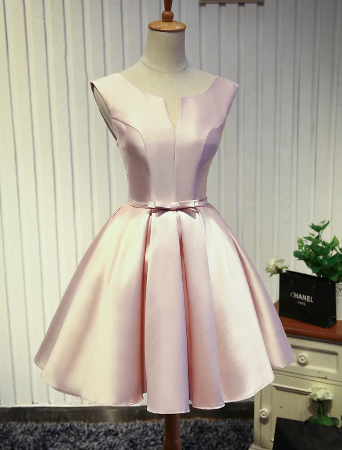 A-Line Satin Sleeveless Backless Mini Prom Dress - Chloe Dress