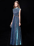 A-Line High Neck Tulle Sleeveless Floor-Length Evening Dress - Chloe Dress