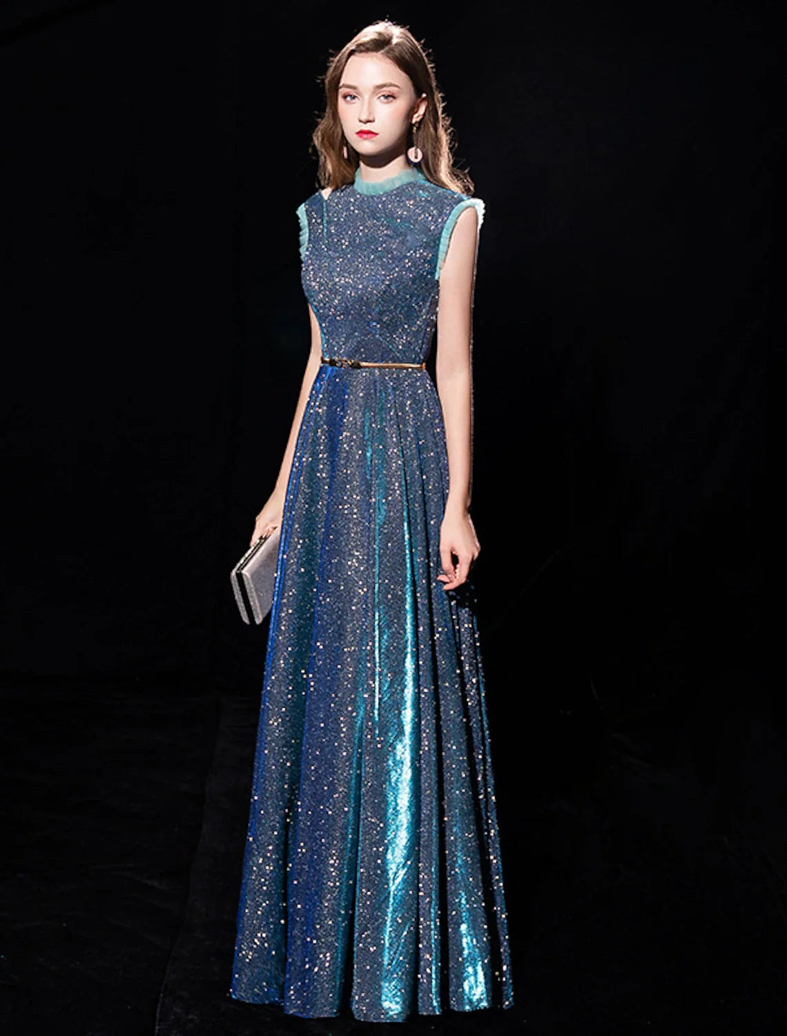A-Line High Neck Tulle Sleeveless Floor-Length Evening Dress - Chloe Dress
