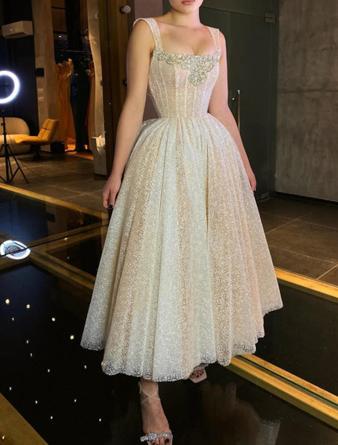 Jimiss Corset Ball Gown Sequin Prom Dress 2026