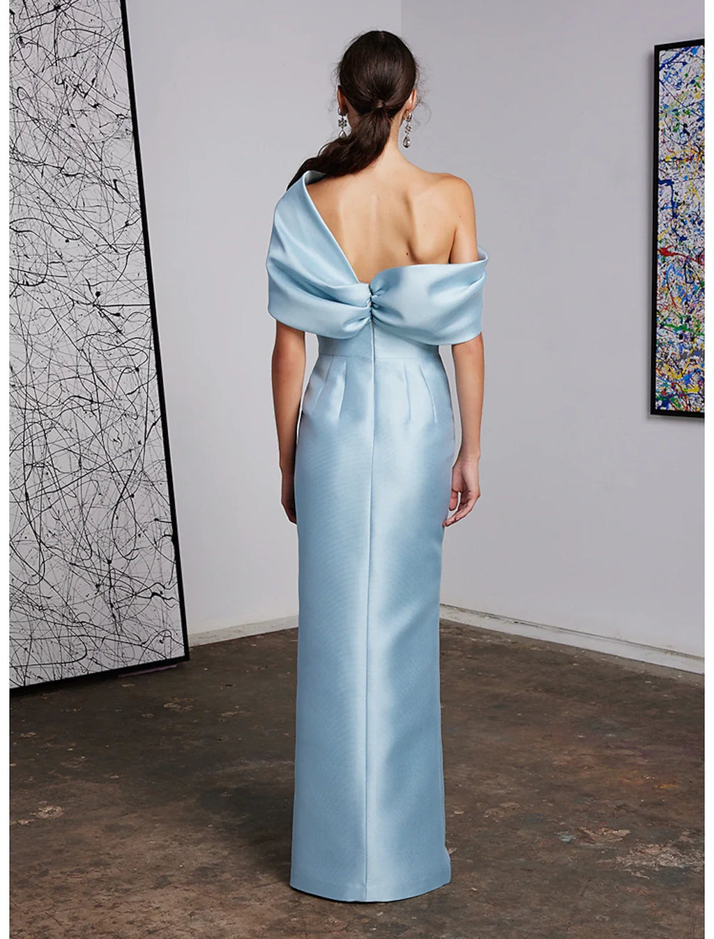 Sheath One-Shoulder Satin Sleeveless High Slit Floor-Length Evening Gown - Chloe Dress