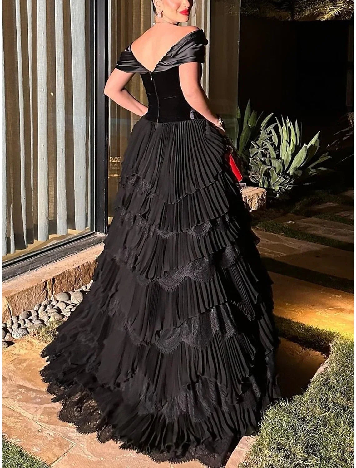 A-Line Sweetheart Lace Short Sleeve Floor-Length Prom Dress - Chloe Dress