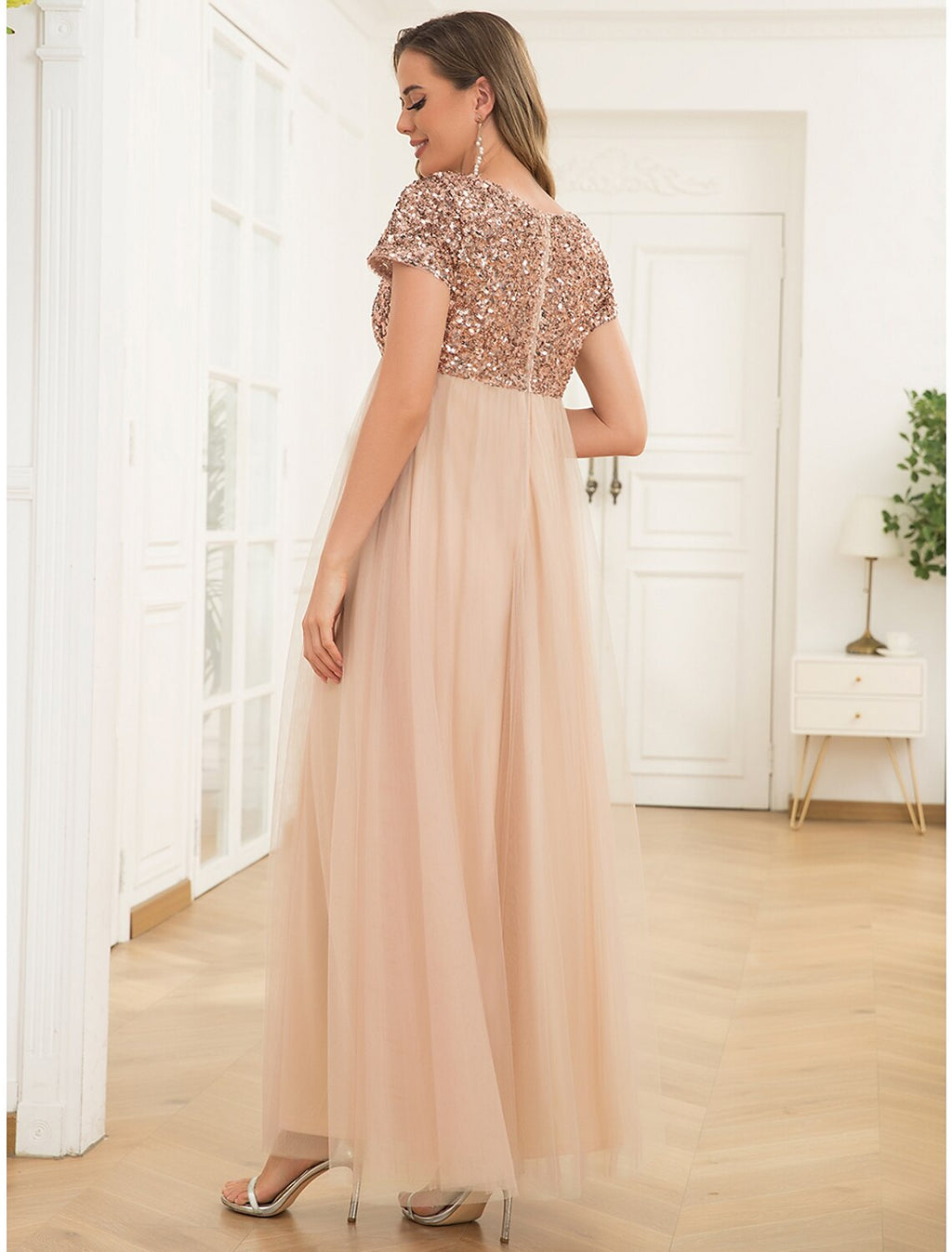 A-Line Tulle Short Sleeve Mini Wedding Dress - Chloe Dress
