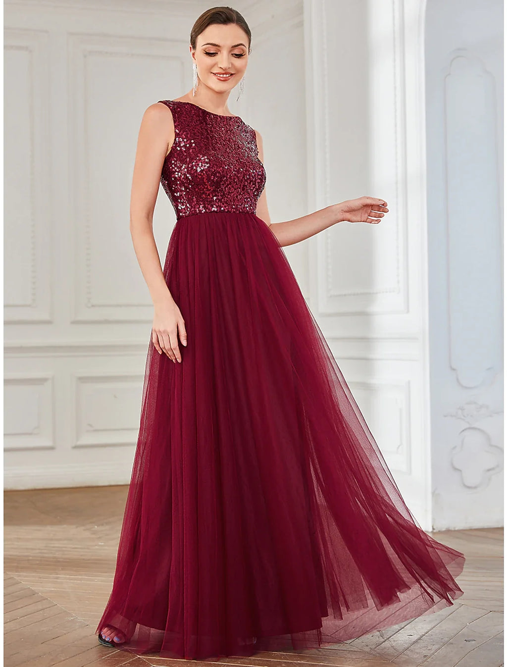 A-Line Tulle Sleeveless Floor-Length Wedding Dress - Chloe Dress