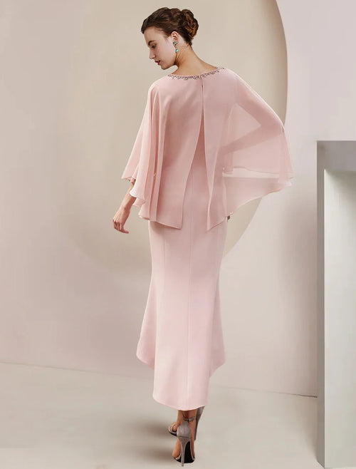 Mermaid Chiffon Sleeveless Asymmetric Tea-Length Wedding Dress - Chloe Dress