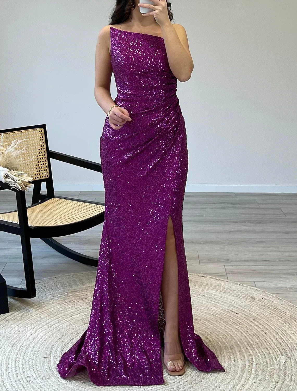Mermaid Off-Shoulder Sequin Sleeveless Train Prom Dress - Chloe Dress