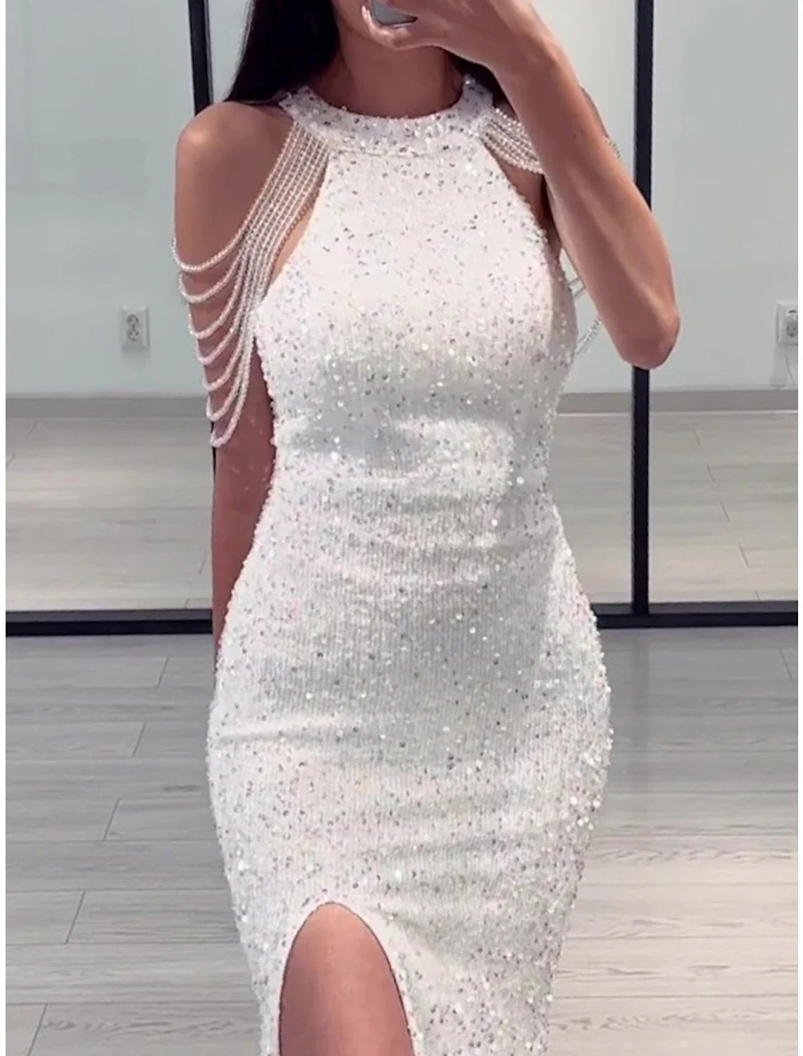 Sheath Sequin Sleeveless High Slit Floor-Length Evening Gown - Chloe Dress