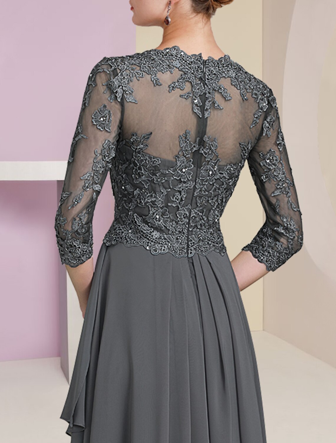 A-Line V-Neck Chiffon Pleated Floor-Length Formal Dress - Chloe Dress