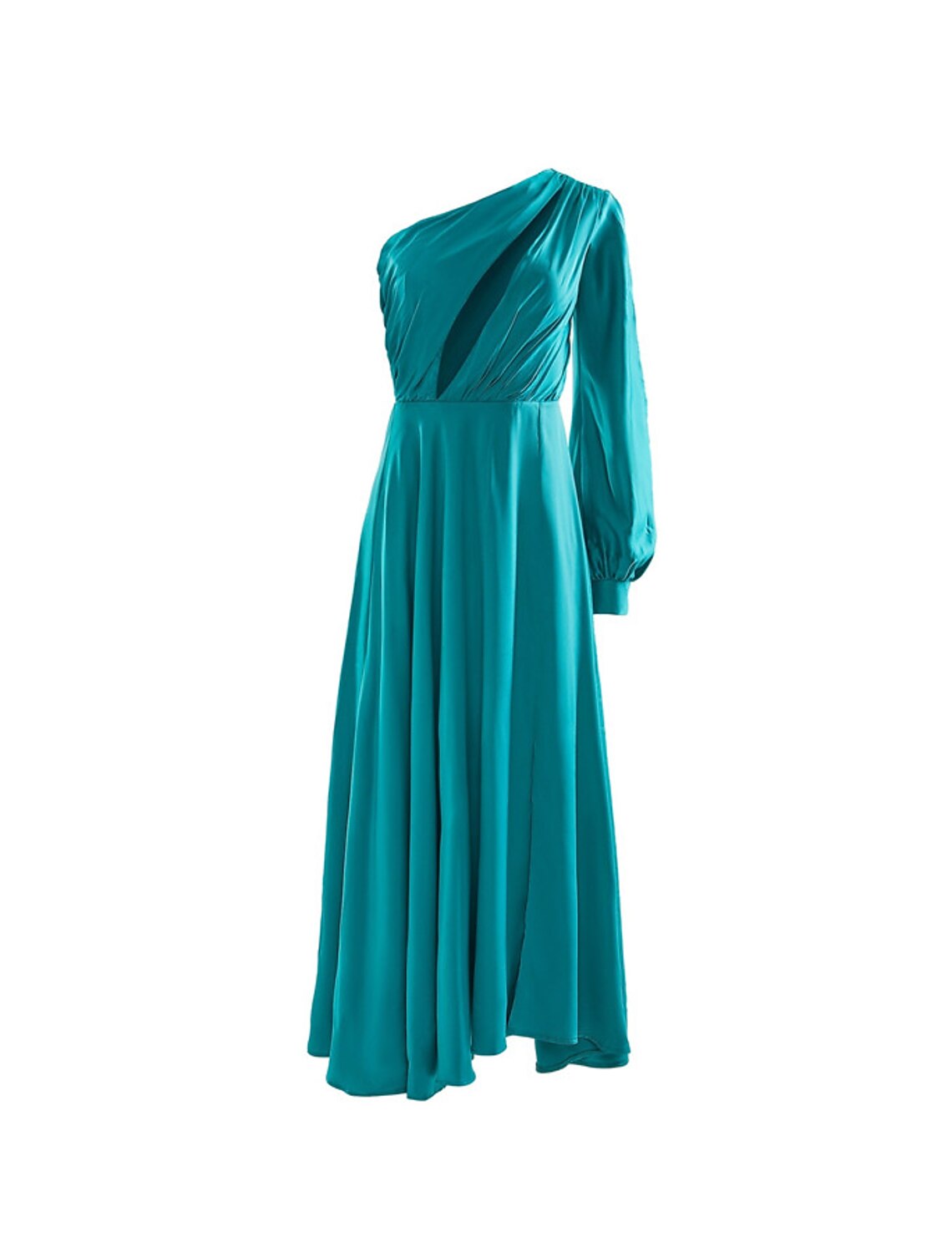 A-Line One-Shoulder Long Sleeve Cutout Tea-Length Wedding Dress - Chloe Dress