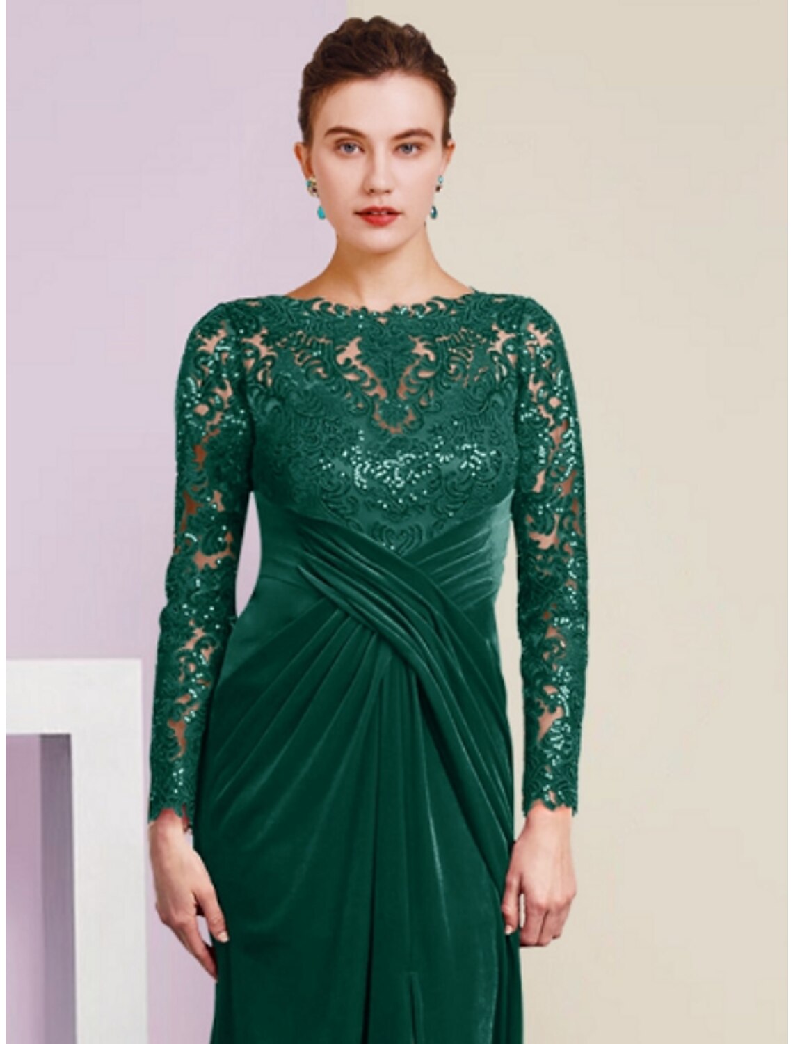 A-Line Lace Long Sleeve Floor-Length Wedding Dress - Chloe Dress