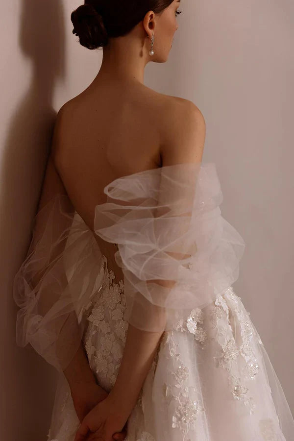 A-Line Sweetheart Lace Applique Wedding Dress - Chloe Dress