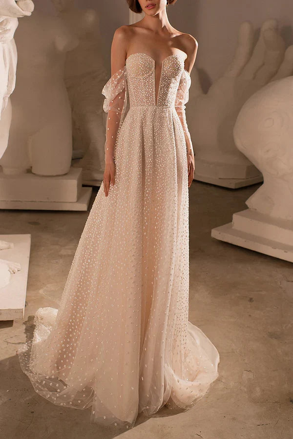 V-Neck Train Wedding Dress - Chloe Dress