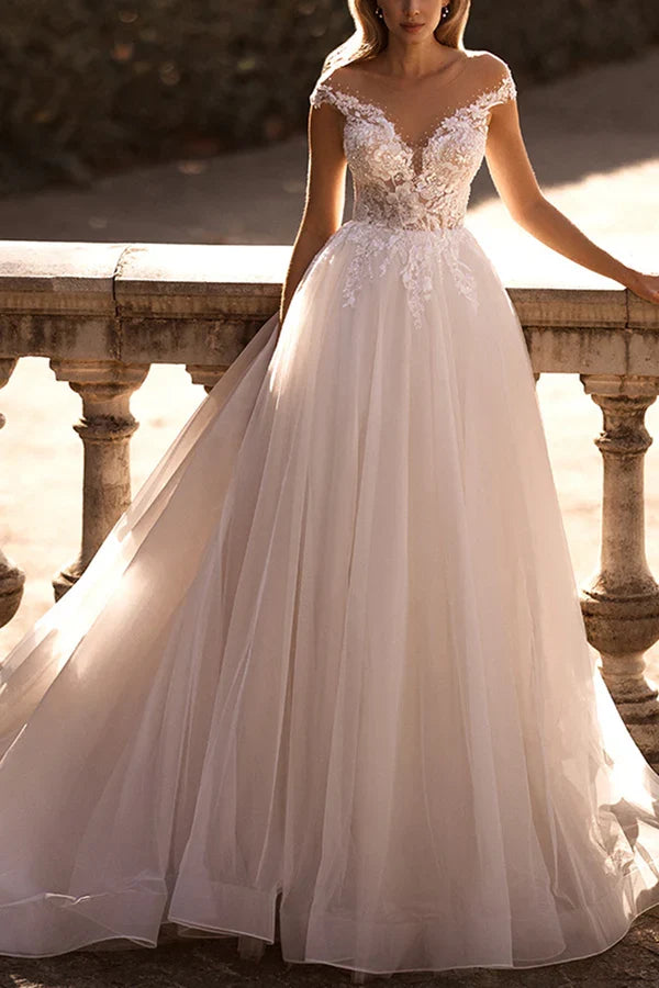 A-Line Illusion Lace Wedding Dress - Chloe Dress