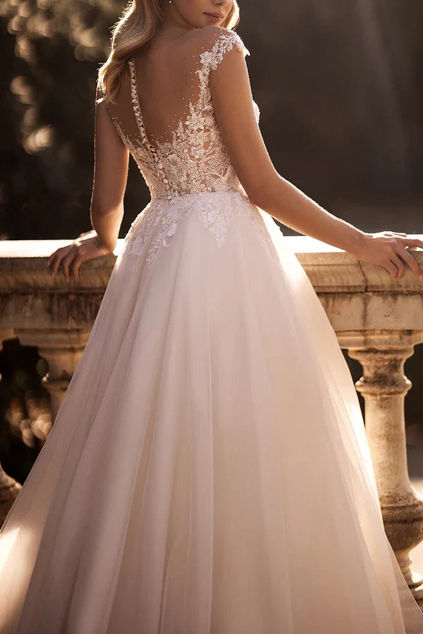 A-Line Illusion Lace Wedding Dress - Chloe Dress