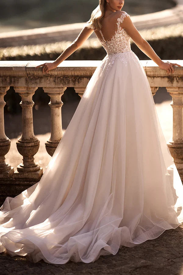 A-Line Illusion Lace Wedding Dress - Chloe Dress