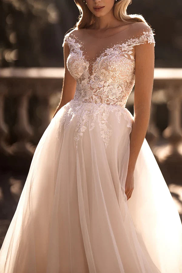 A-Line Illusion Lace Wedding Dress - Chloe Dress