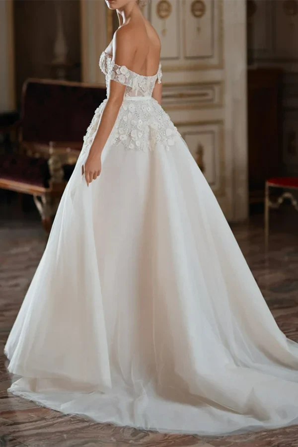 Sweetheart Lace Train Wedding Dress - Chloe Dress