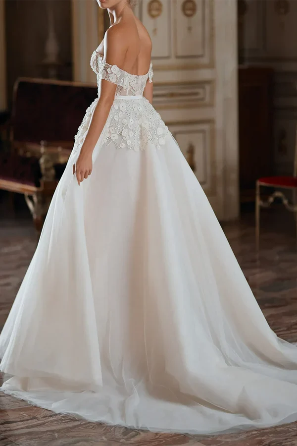 Sweetheart Lace Train Wedding Dress - Chloe Dress