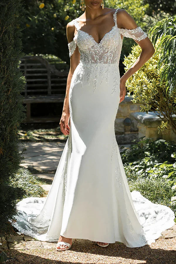 V-Neck Sequin Backless Wedding Dress - Chloe Dress
