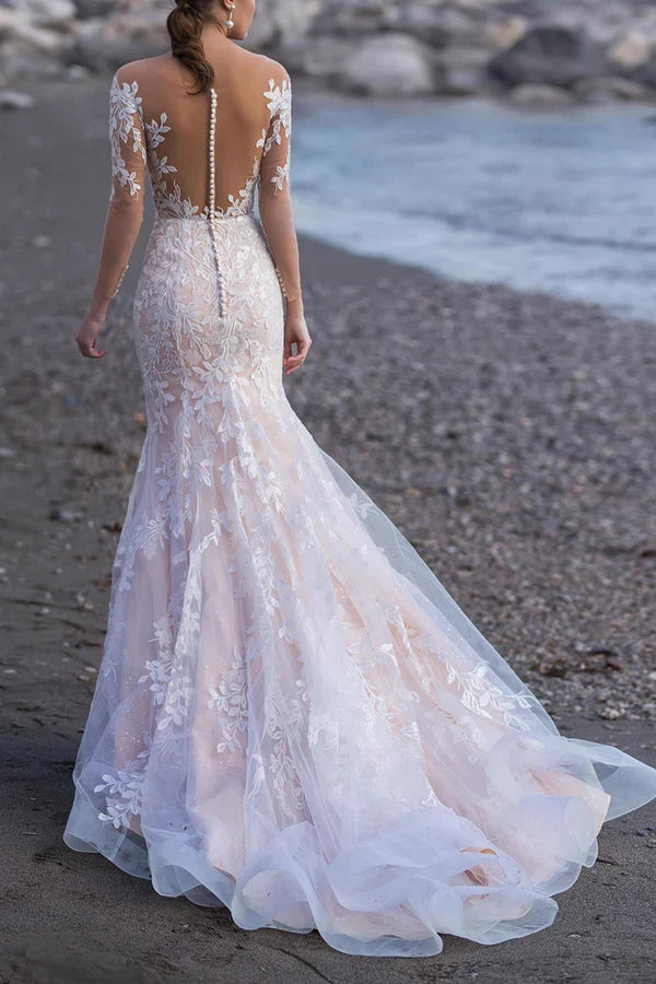 Illusion Lace Wedding Dress - Chloe Dress