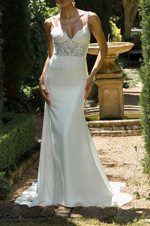 V-Neck Sequin Backless Wedding Dress - Chloe Dress
