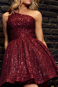 Wine A-Line One-Shoulder Homecoming Dress - Chloe Dress