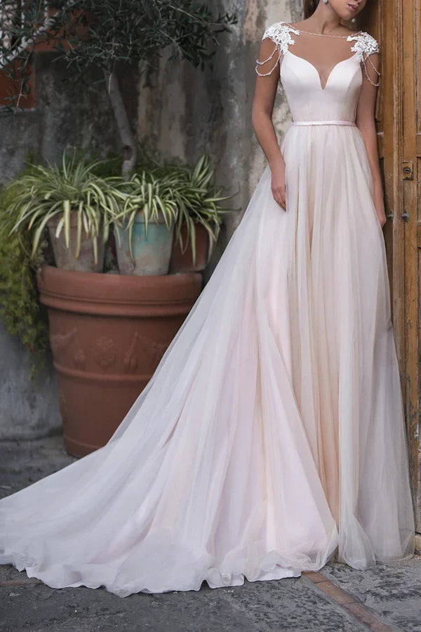 A-Line Illusion Wedding Dress - Chloe Dress