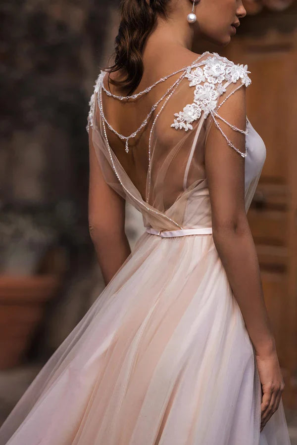 A-Line Illusion Wedding Dress - Chloe Dress