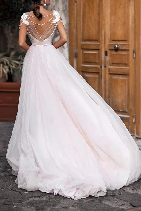 A-Line Illusion Wedding Dress - Chloe Dress