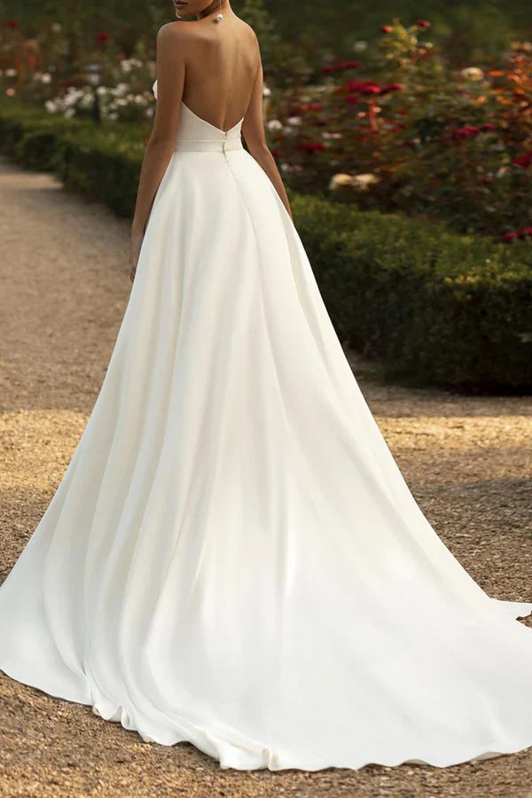 Sweetheart Satin Pleated Wedding Dress - Chloe Dress