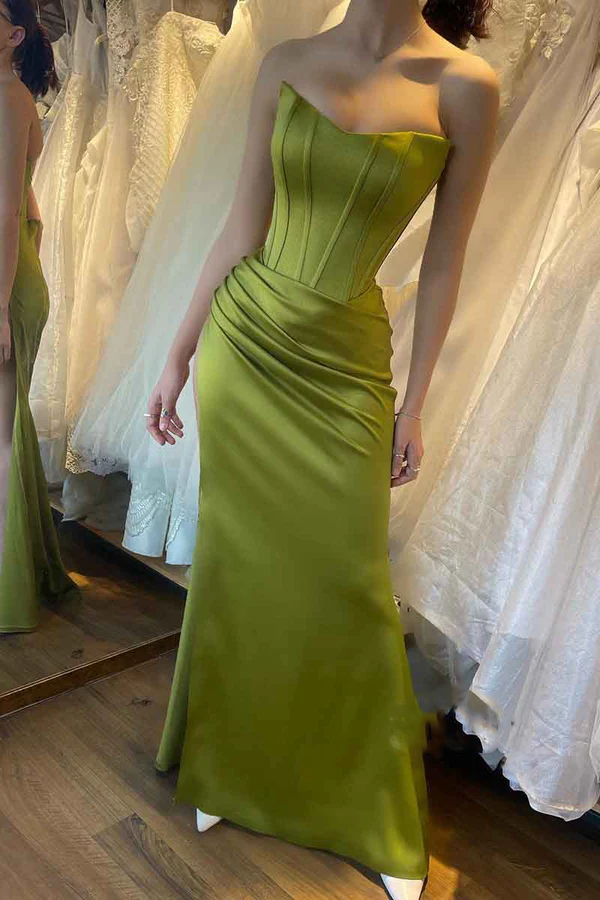 Green Sheath Pleated Evening Dress - Chloe Dress