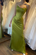 Green Sheath Pleated Evening Dress - Chloe Dress