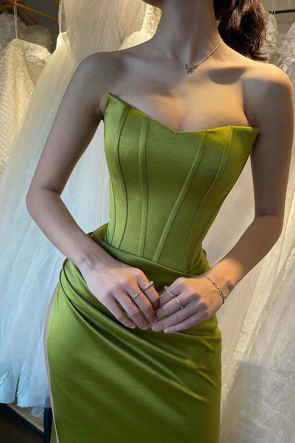 Green Sheath Pleated Evening Dress - Chloe Dress