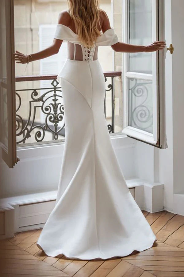 Strapless Satin High Slit Wedding Dress - Chloe Dress